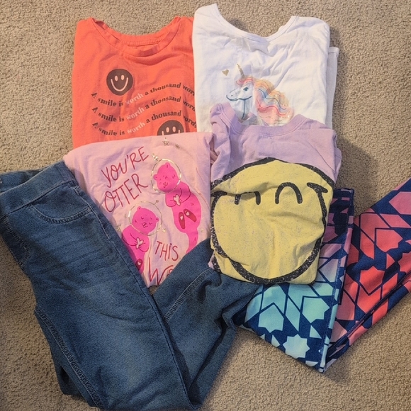 Girls XL 14/16 Mixed Brands Bundle 4 Short Sleeve Shirts 1 Jegging 1 Athletic - Picture 1 of 11